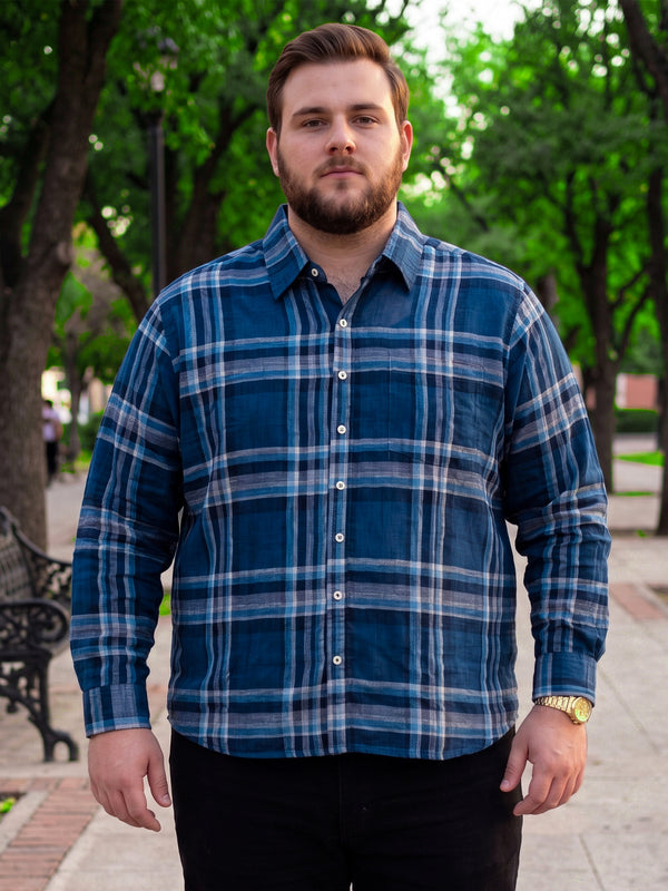 Men Plus Size Barra Multi Check Shirts