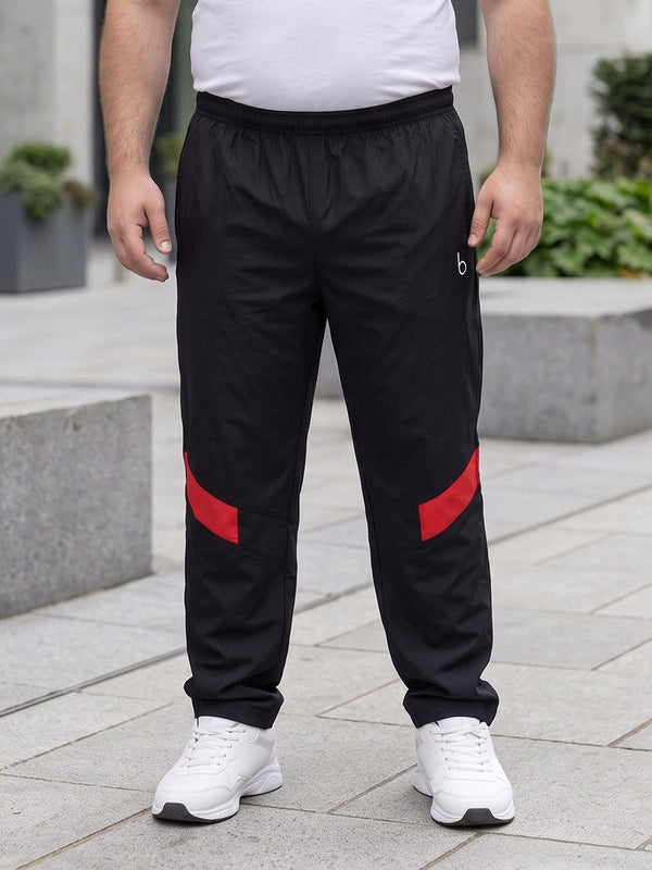Men Plus Size Nightvault Black Solid Trackpants