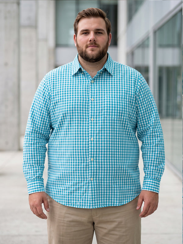 Men Plus Size Bran Multi Check Shirts