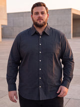 Men Plus Size Blackual Black Striped Shirts