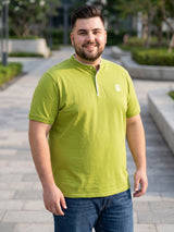 Men Plus Size Hemleys-Olive Solid Henley Tshirt