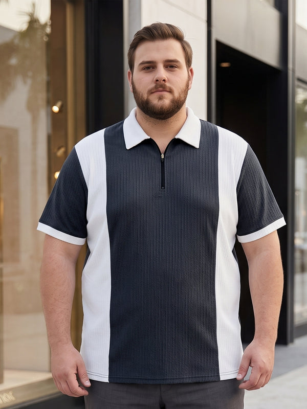 Men Plus Size Vora-Grey Grey Textured Polo T-Shirt