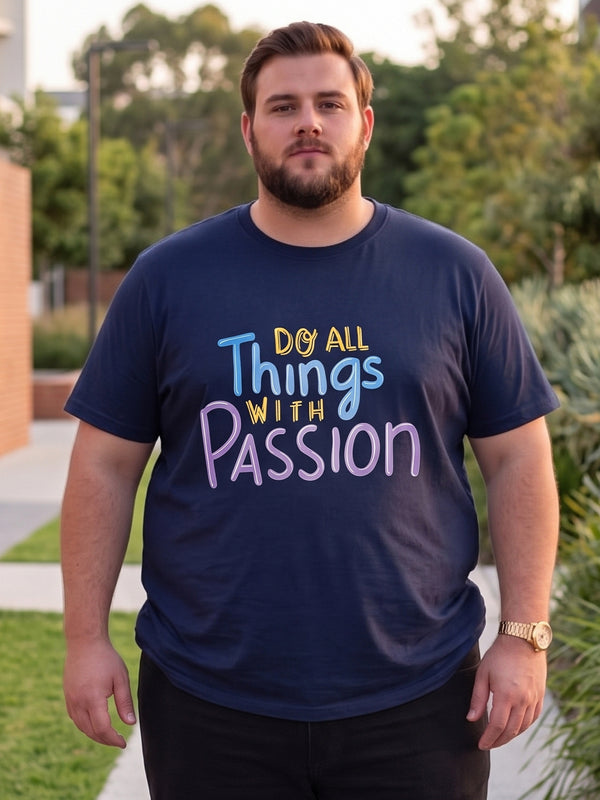 Men Plus Size Watt Printed Round Neck Tshirt
