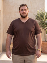 Men Plus Size Text Solid V-Neck Tshirt