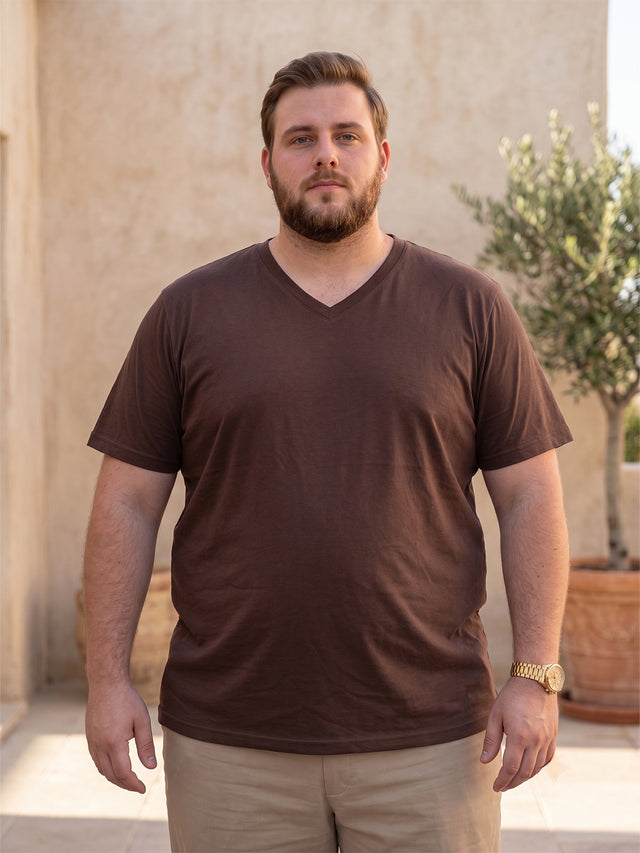 Men Plus Size Text Solid V-Neck Tshirt