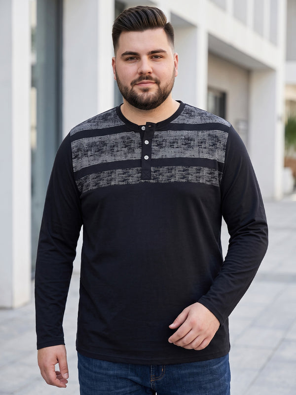 Men Plus Size Terrino Colorblock Henley Tshirt