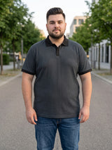 Men Plus Size Maveriq Grey textured Polo Tshirts