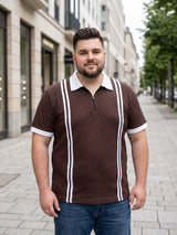 Men Plus Size Rexo-Brown Brown Textured Polo T-Shirt