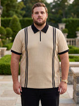 Men Plus Size Rexo-Beige Beige Textured Polo T-Shirt