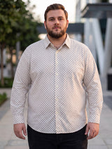 Men Plus Size Lattice Off White Printed Shirts