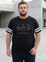 Men Plus Size Cady Black Printed Round Neck Tshirts