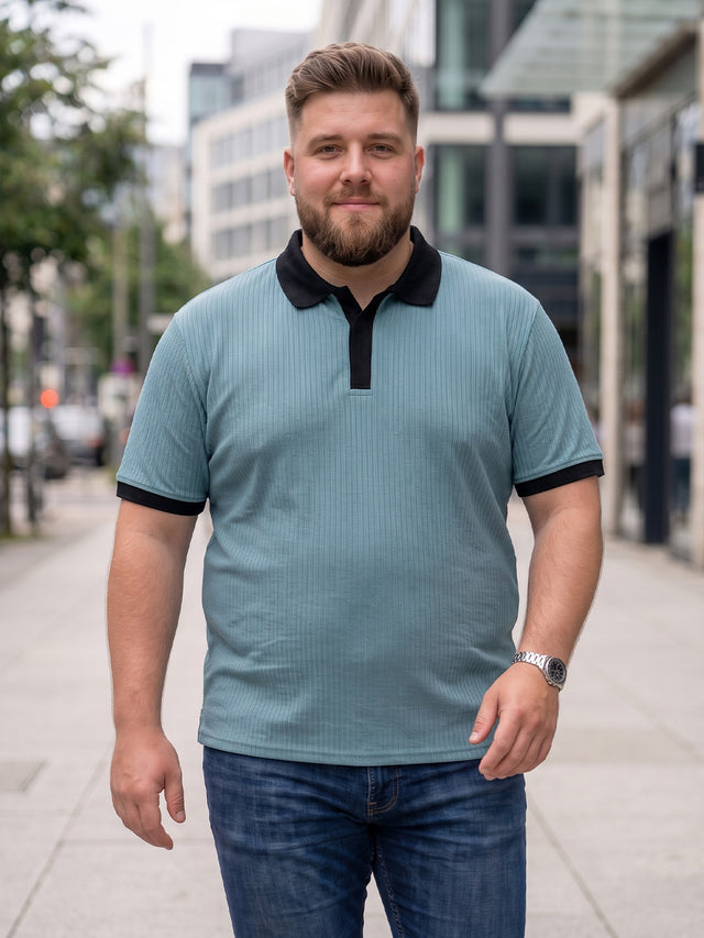 Men Plus Size Velric textured Sky Blue Polo Men Tshirt