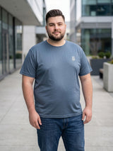 Men Plus Size Hiddenmist-Grey Solid Grey Round Neck Tshirt