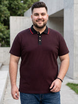 Men Plus Size Joy-Maroon Textured Polo Tshirt