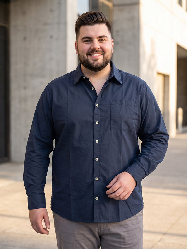 Men Plus Size Loungray Dark Grey Striped Shirts