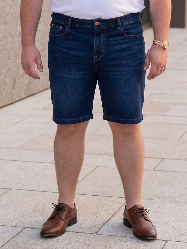 Men Plus Size Vigorous Navy Blue Solid Shorts