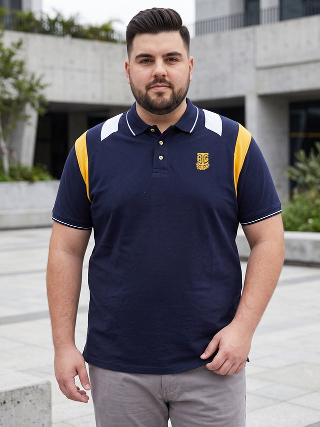 Men Plus Size Crikfow-Navy Solid Polo Tshirt