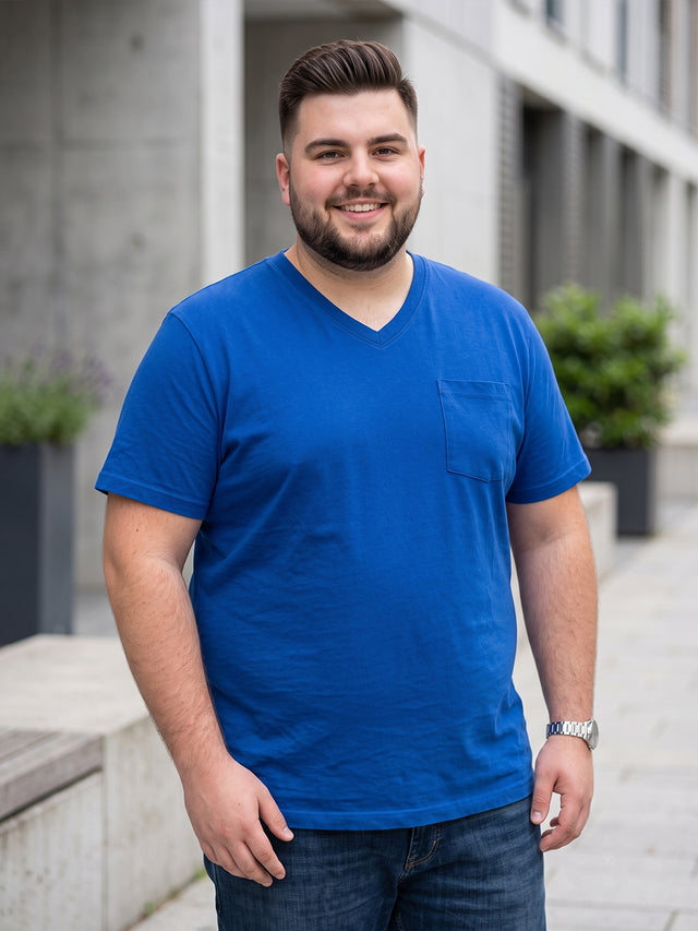 Men Plus Size Spoon Solid V-Neck Tshirt