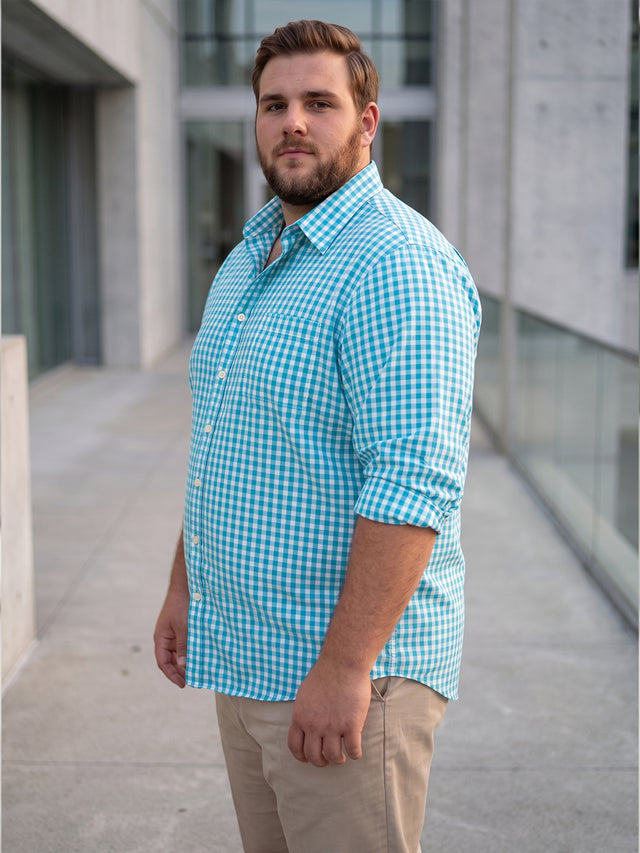 Men Plus Size Bran Multi Check Shirts