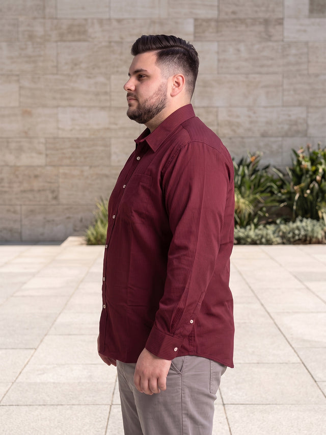 Men Plus Size Rubyclad Red Striped Shirts