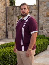 Men Plus Size Rexo-Maroon Maroon Textured Polo T-Shirt
