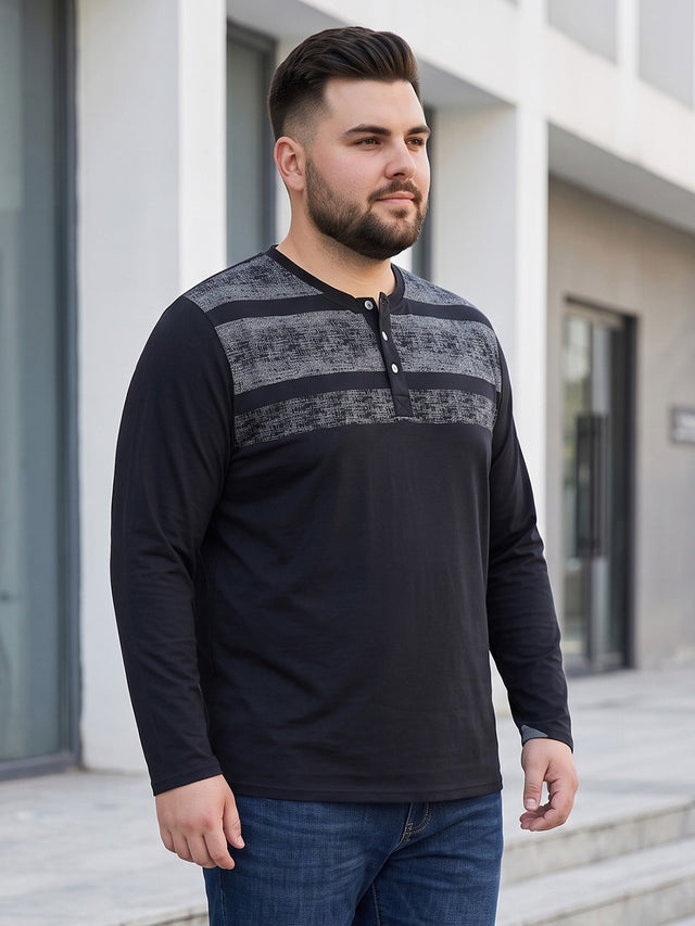 Men Plus Size Terrino Colorblock Henley Tshirt
