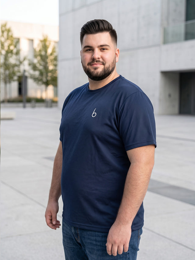 Men Plus Size Vaporcrew-Navy Blue Solid Navy Blue Round Neck