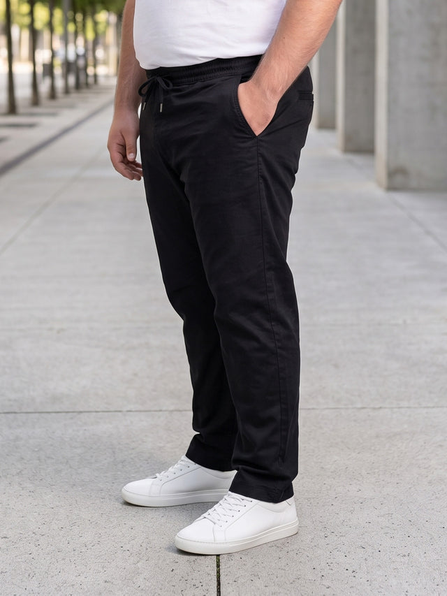 Men Plus Size Revon Black Solid Trousers