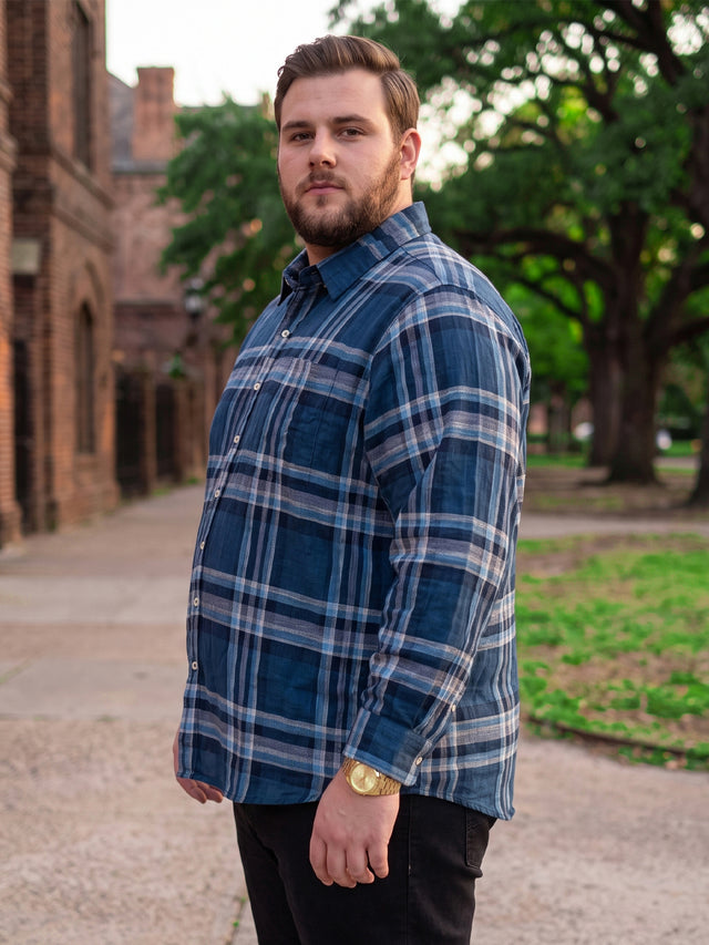 Men Plus Size Barra Multi Check Shirts