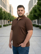 Men Plus Size Volzair Brown Polo Tshirts