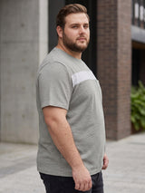 Men Plus Size Titanium Textured Round Neck Tshirt