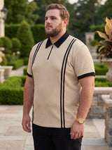 Men Plus Size Rexo-Beige Beige Textured Polo T-Shirt