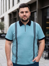 Men Plus Size Zeno-Teal Teal Textured Polo T-Shirt