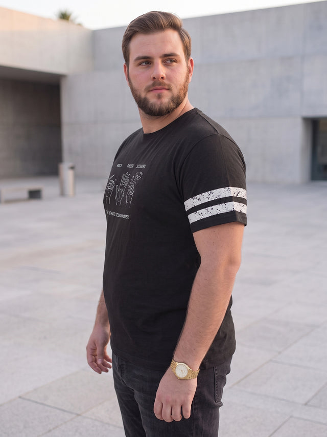 Men Plus Size Cady Black Printed Round Neck Tshirts