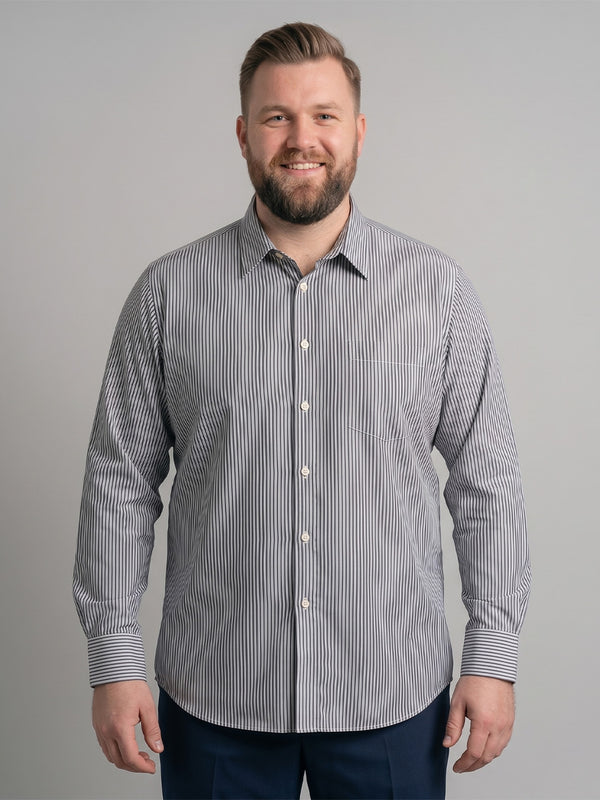 Men Plus Size Gunmetal Multi Striped Shirts