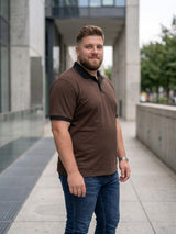 Men Plus Size Vitupera Brown textured Polo Tshirts
