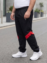 Men Plus Size Nightvault Black Solid Trackpants