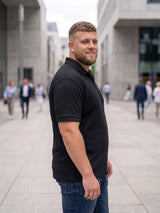 Men Plus Size Stalwar Black textured Polo Tshirts