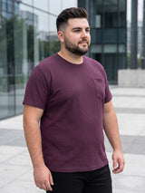 Men Plus Size Stark-Wine Wine Textured Round Neck Tshirts