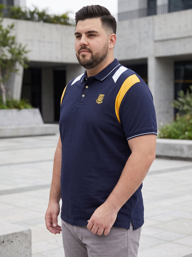 Men Plus Size Crikfow-Navy Solid Polo Tshirt