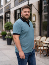 Men Plus Size Velric textured Sky Blue Polo Men Tshirt