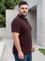 Men Plus Size Joy-Maroon Textured Polo Tshirt