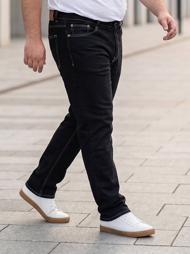 Men Plus Size Zetsu Black Solid Jeans