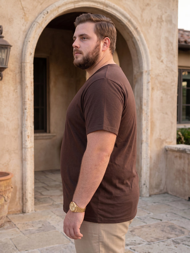 Men Plus Size Text Solid V-Neck Tshirt