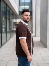Men Plus Size Rexo-Brown Brown Textured Polo T-Shirt