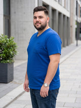 Men Plus Size Spoon Solid V-Neck Tshirt