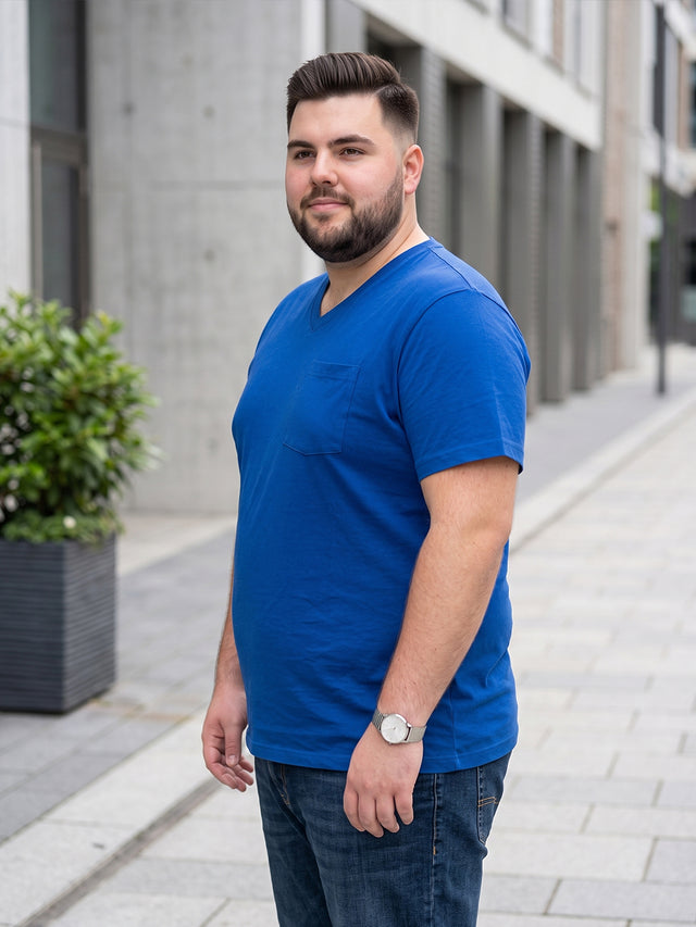 Men Plus Size Spoon Solid V-Neck Tshirt