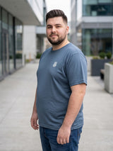 Men Plus Size Hiddenmist-Grey Solid Grey Round Neck Tshirt