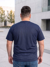 Men Plus Size Vaporcrew-Navy Blue Solid Navy Blue Round Neck