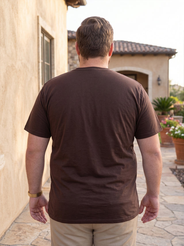 Men Plus Size Text Solid V-Neck Tshirt